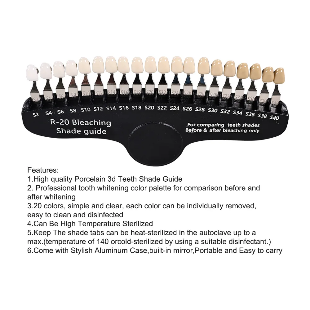 ELIJAH R-20 Bleaching Shade Gu - đánh giá và giá Teeth Whitening Shade Guide