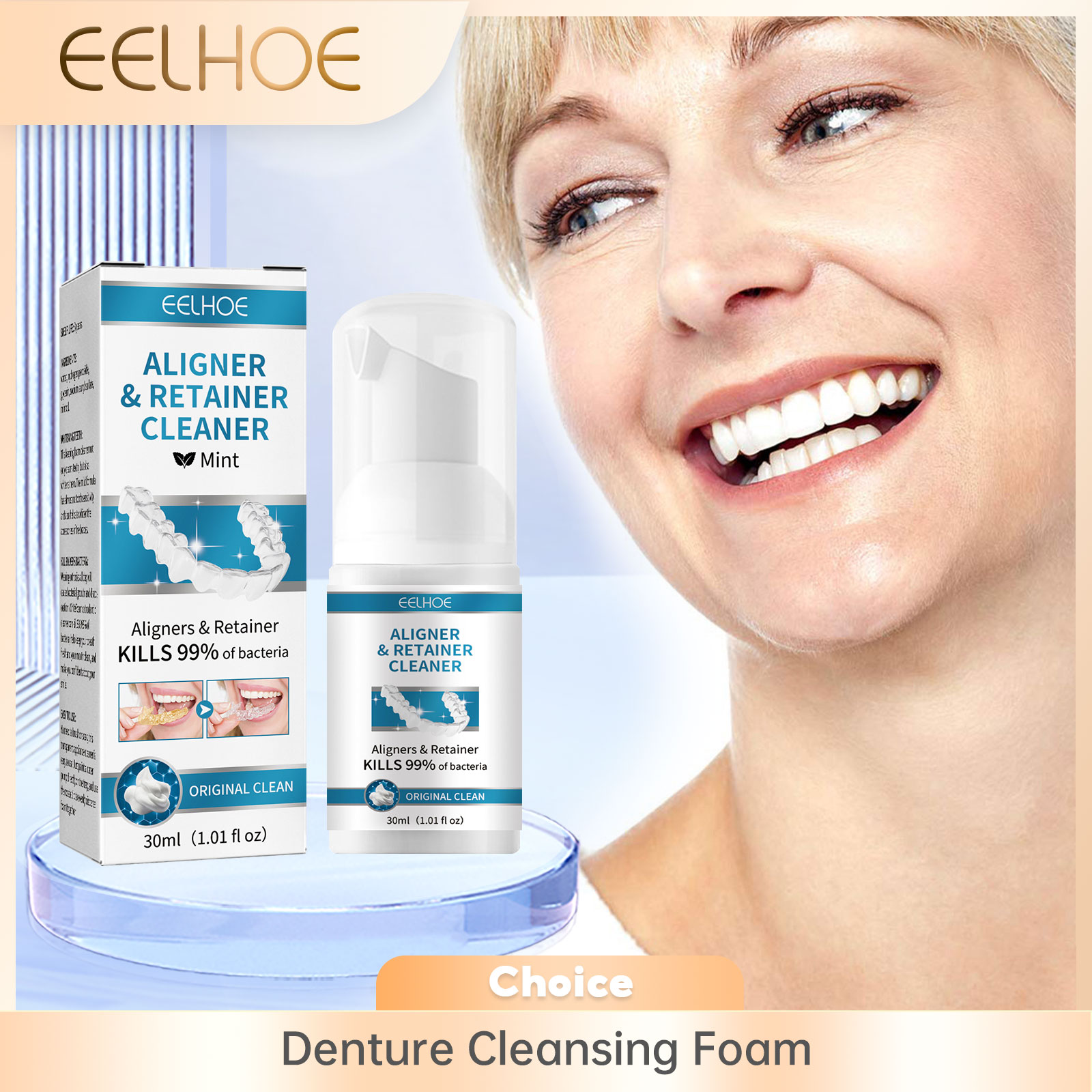 Aligner Denture Cleaner Foam D - đánh giá và giá Teeth Whitening Foam