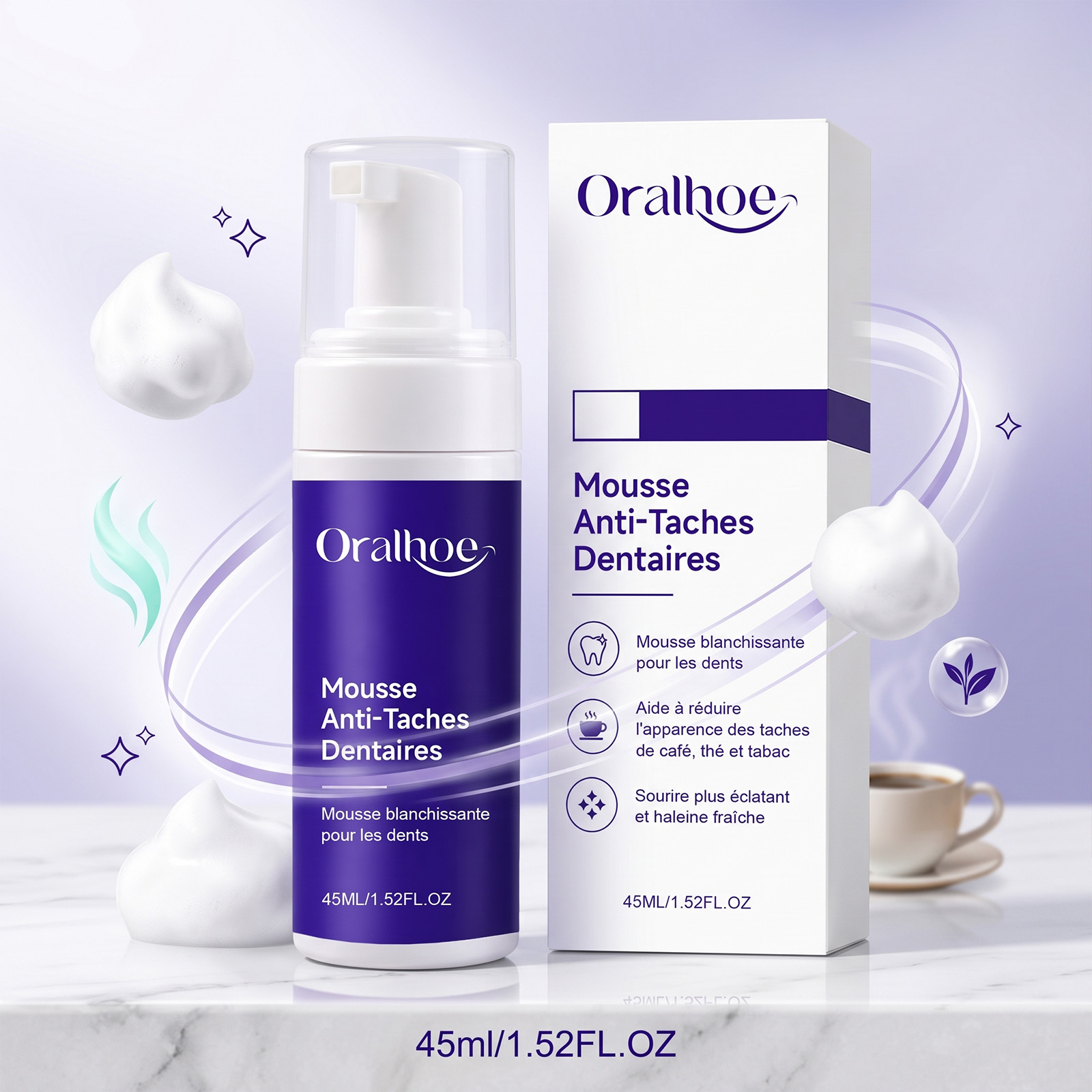 Purple Toothpaste Mousse Foam  - đánh giá và giá Teeth Whitening Foam